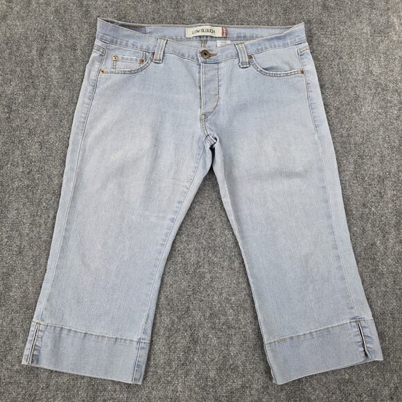 Levis Jeans Womens 13 Light Wash Low Slouch Cropped Wide Leg Denim Button Fly - Picture 1 of 16